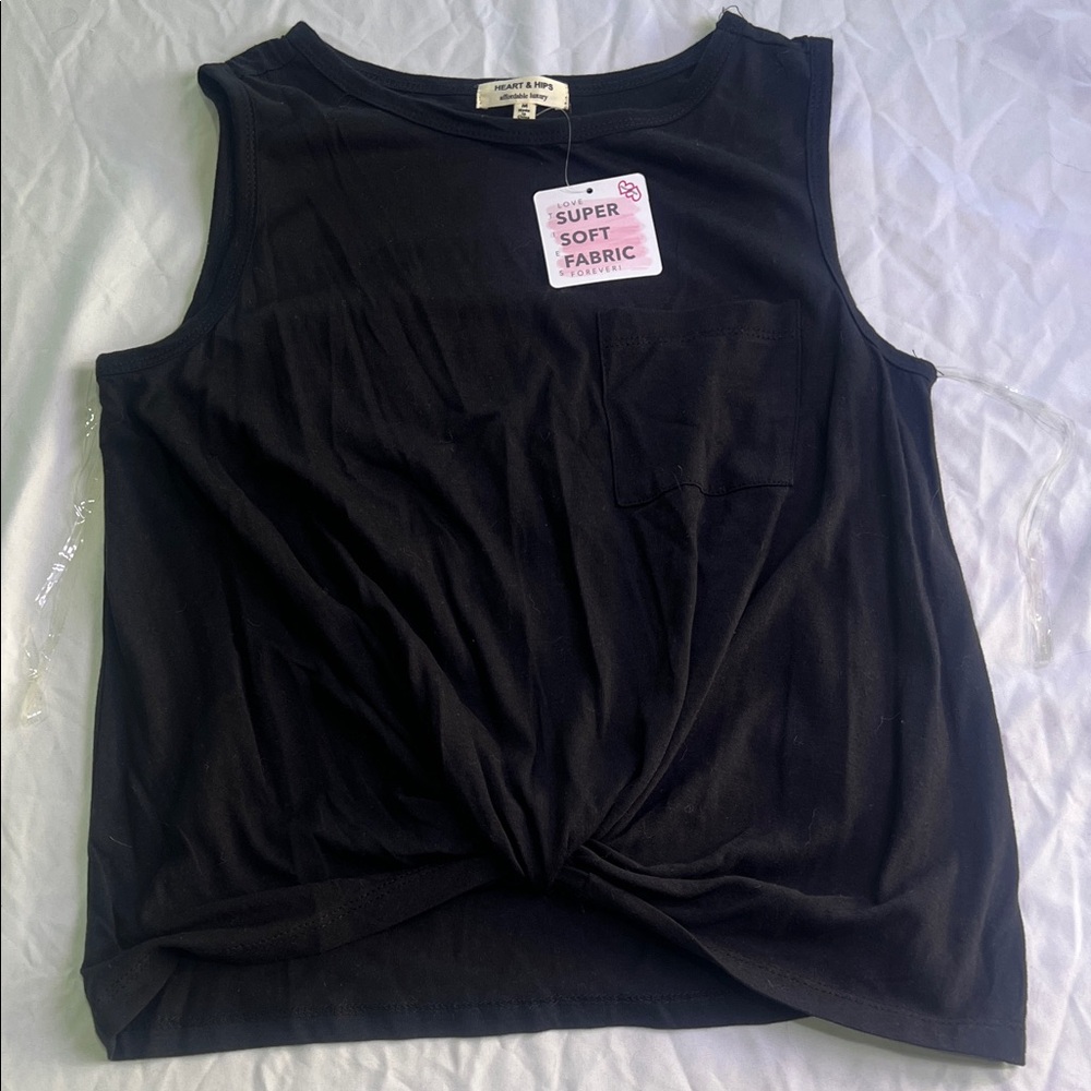 Heart Hips Black Sleeveless Twist Tank